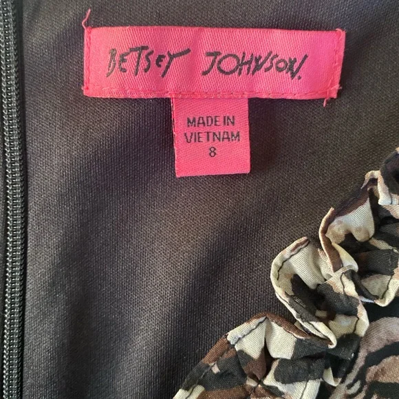 Betsey Johnson Flowy Animial Print Ruffle Babydoll Dress Size 8 - Picture 10 of 13